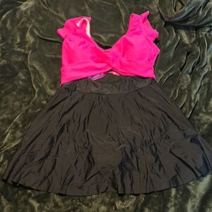 Pink and Black One-Piece Swimsuit-NWOT